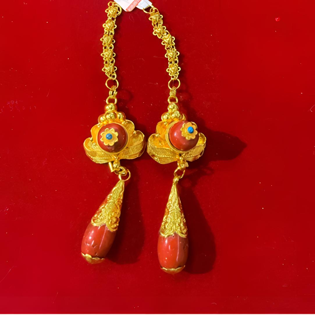 铜合金耳饰 金色民族风女耳环