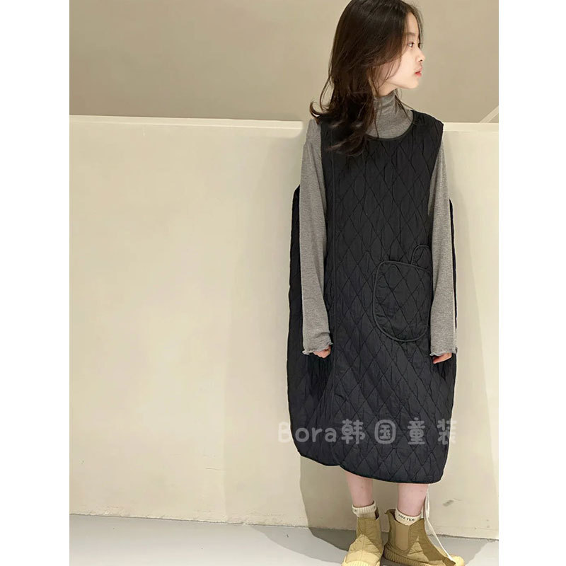 女童连衣裙儿童裙子秋冬装2025新款大童套装洋气长裙黑色背心裙