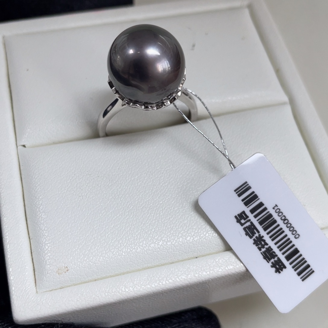 海水珍珠戒指银S925镶嵌13.0mm