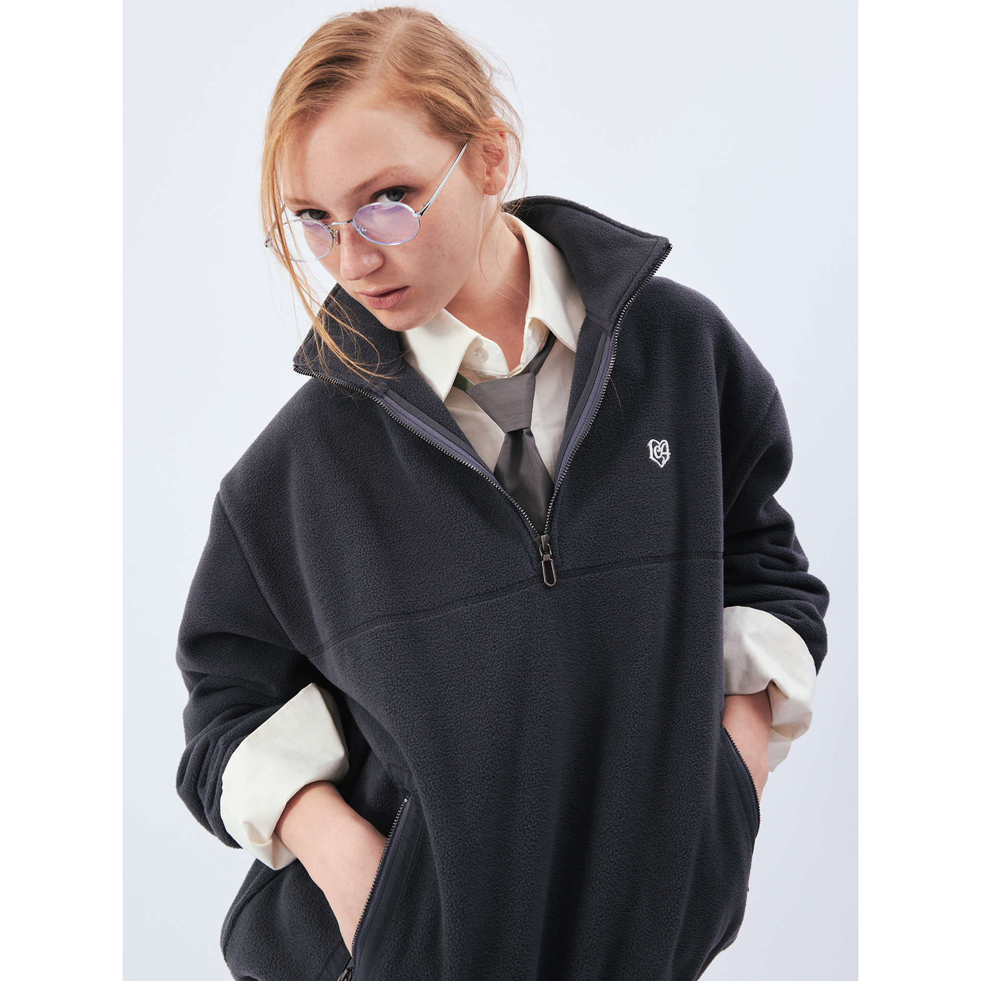 1c00M4立领摇粒绒半开拉链运动衫短外套