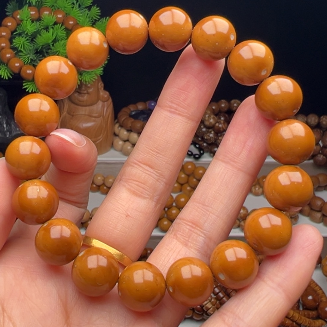 紫金鼠手串卡12+半实心黄皮光珠