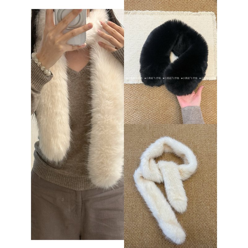 宅女同款毛绒围巾女仿獭兔绒围脖冬季加厚保暖百搭显气质
