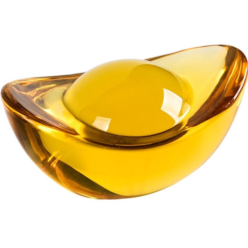 水晶金元宝把玩摆件