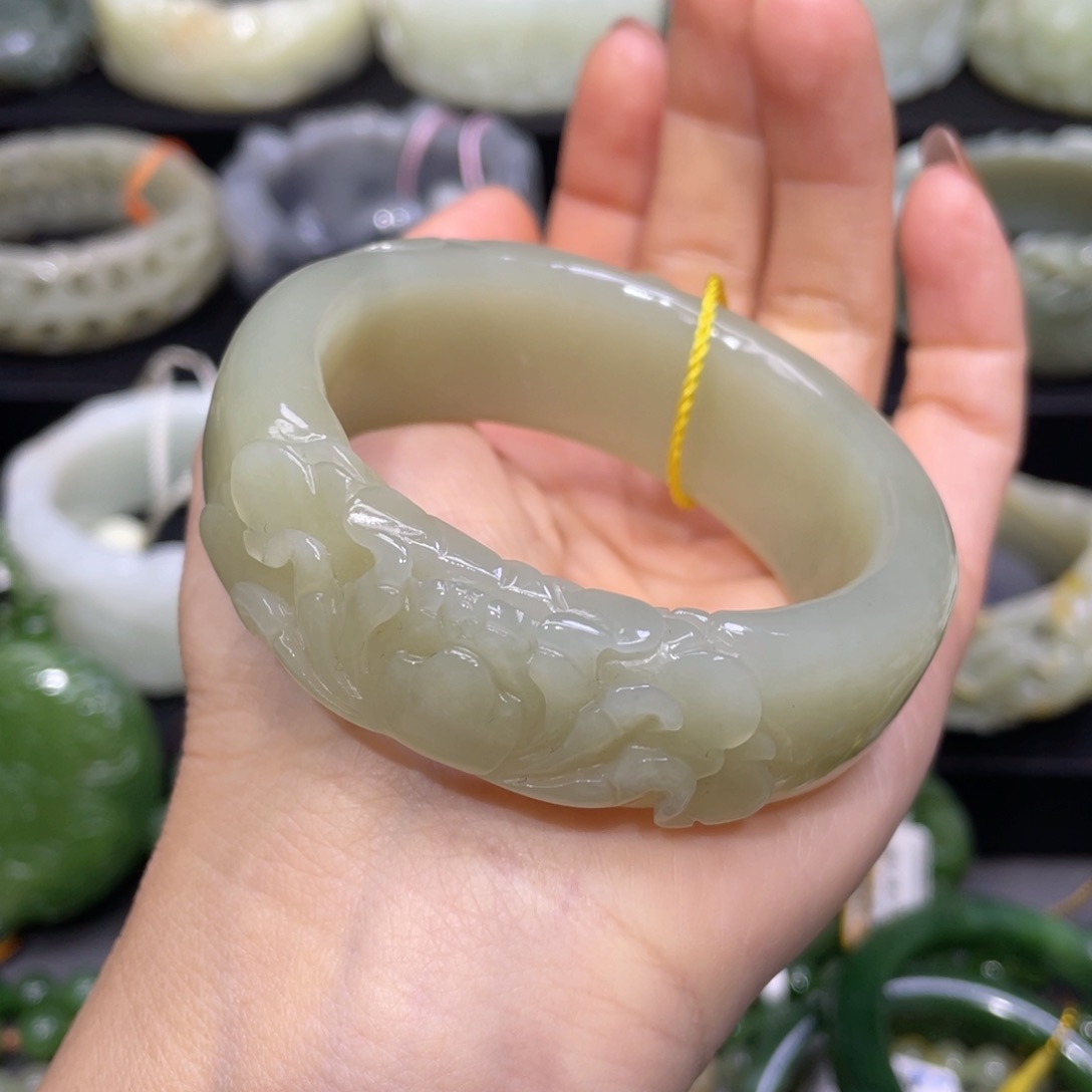 和田玉未镶嵌 手镯51+圈口 编号91