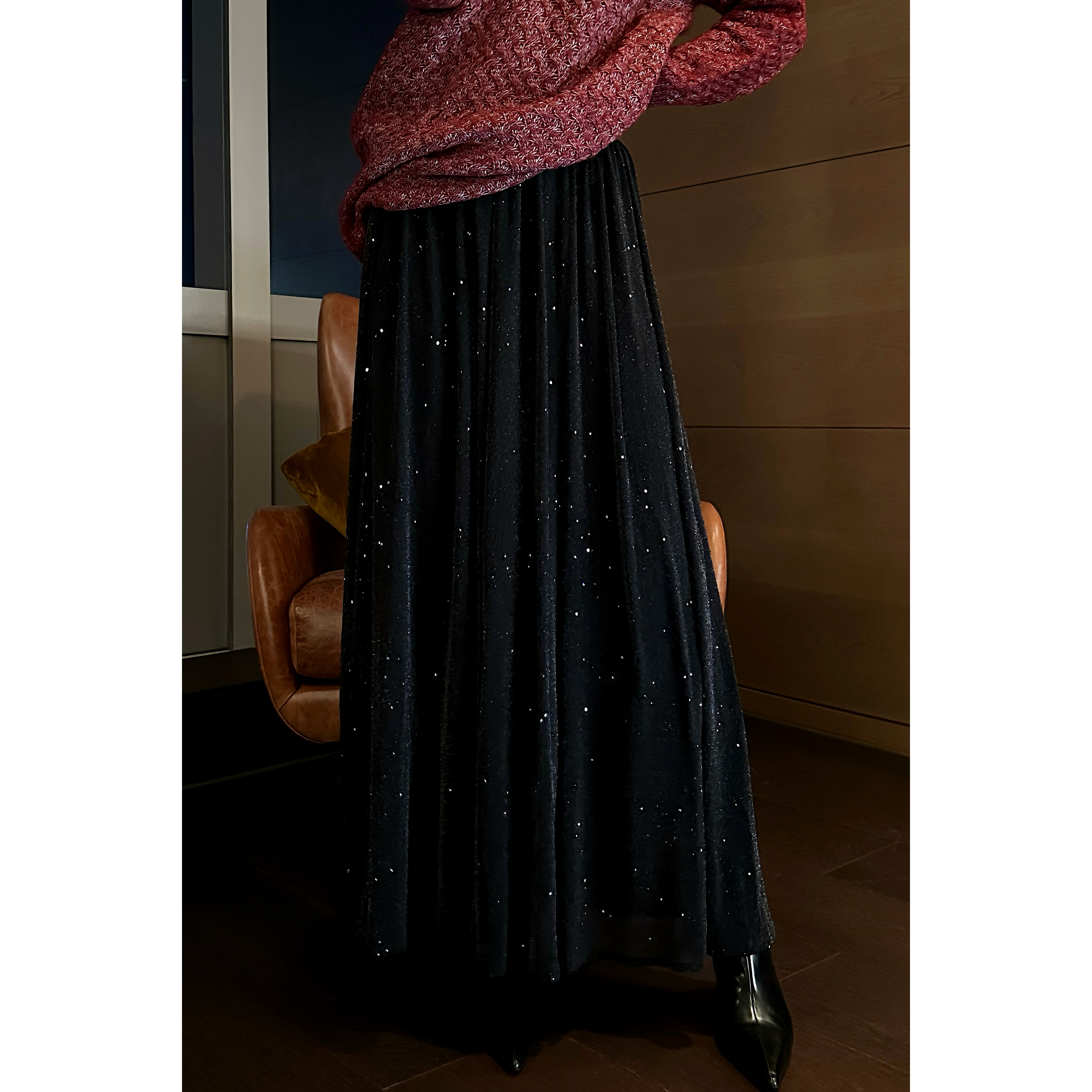 紫紫 漫星半裙 法式浪漫气质A字版闪亮半身裙ZC12BZHJ495