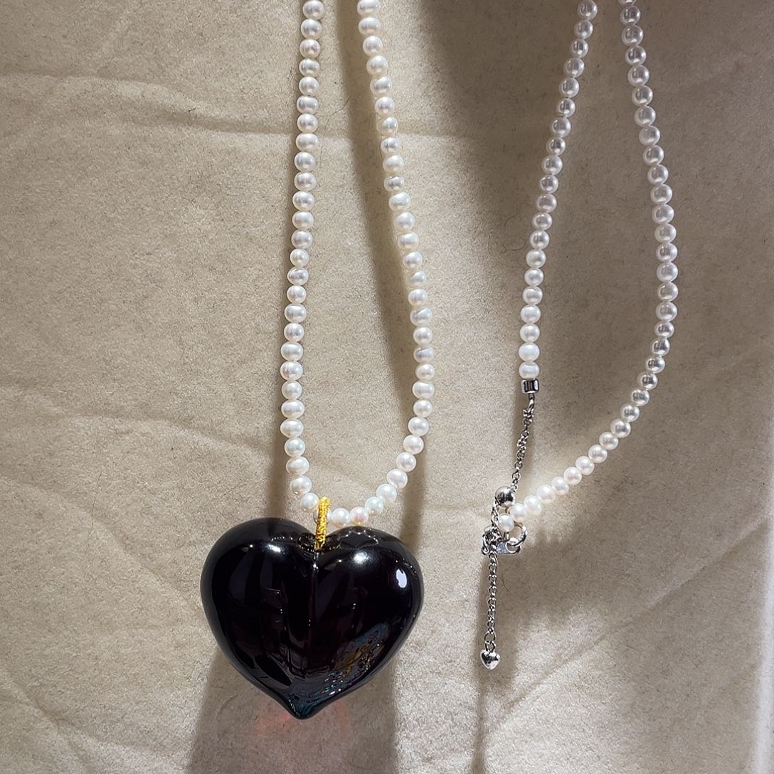 琥珀银S925镶嵌颈饰大气款