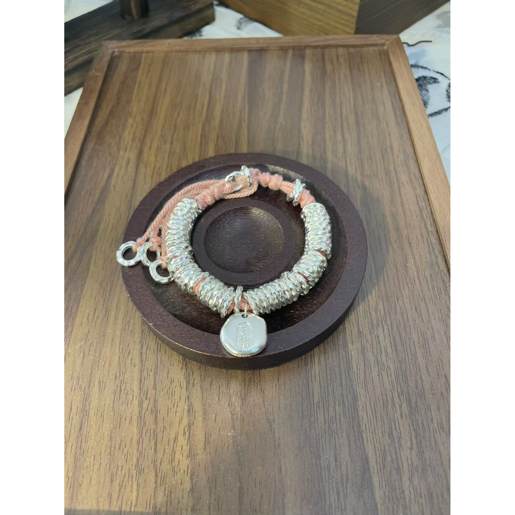 足银银制品 S102 百福粉盘缠直播间选款时尚百搭精美手镯