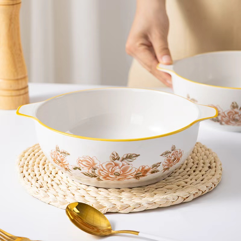 山茶花骨瓷9.5英寸发2个  野餐餐具    破损联系客服