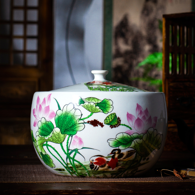 景德镇陶瓷茶叶罐密封大号客厅摆件家居饰品中式装饰博古架储物罐