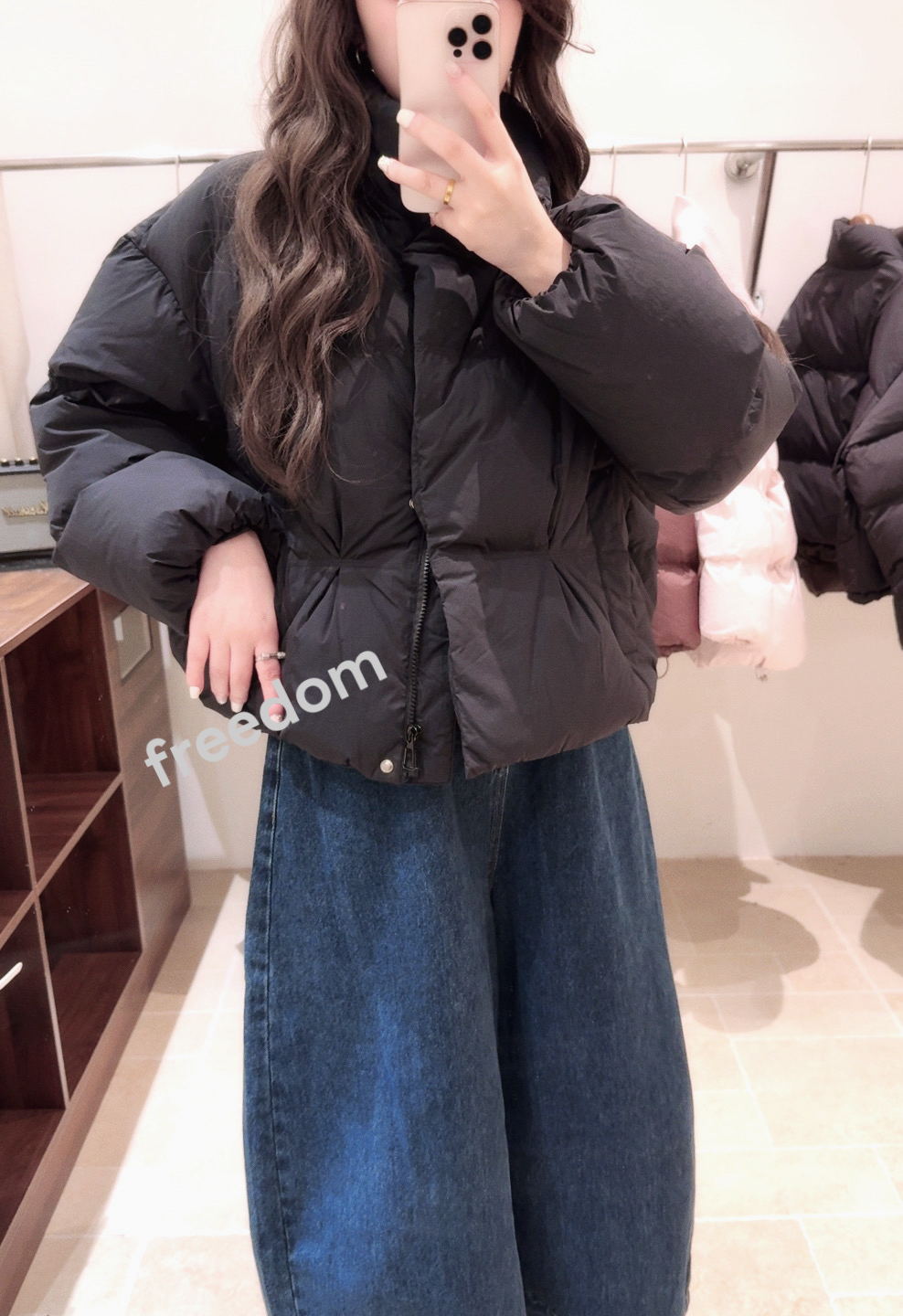 2520秋冬短款蝴蝶捏褶设计90白鸭绒羽绒服