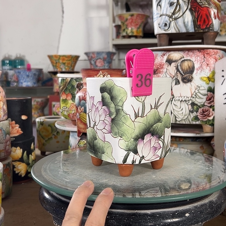 景德镇手绘花盆满38包邮