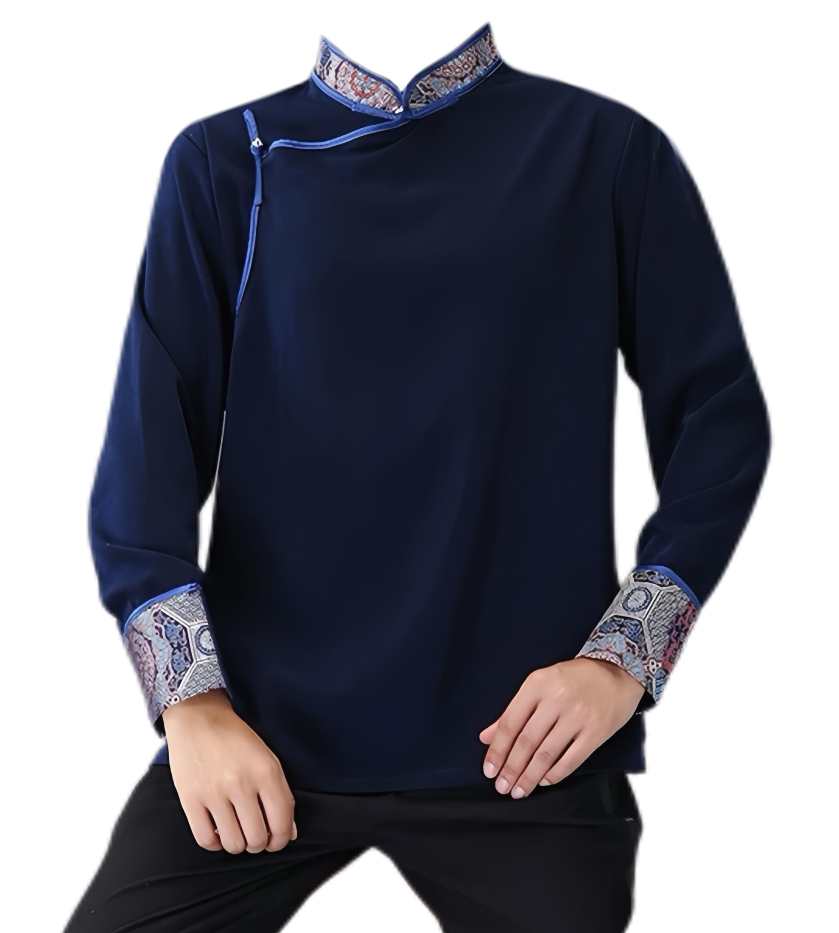 男士蒙古上衣提花拼色民族元素生活装