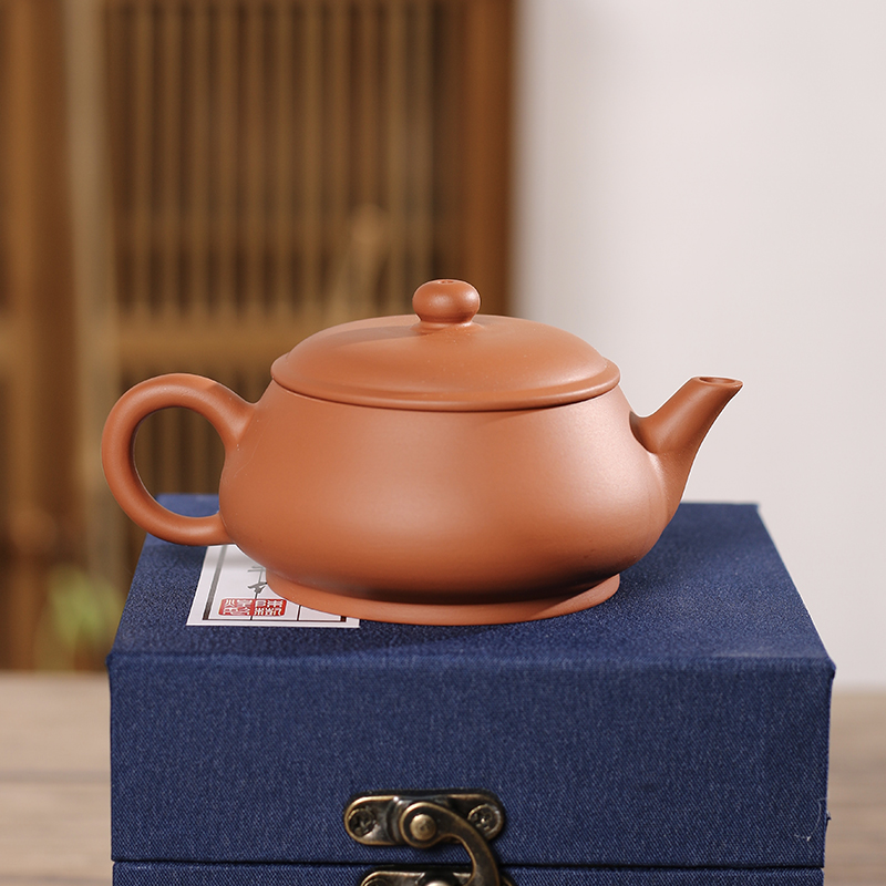 潮州原矿鸡蛋黄纯手工大口明炉壶三杯陈树煌手作工夫茶家用朱泥