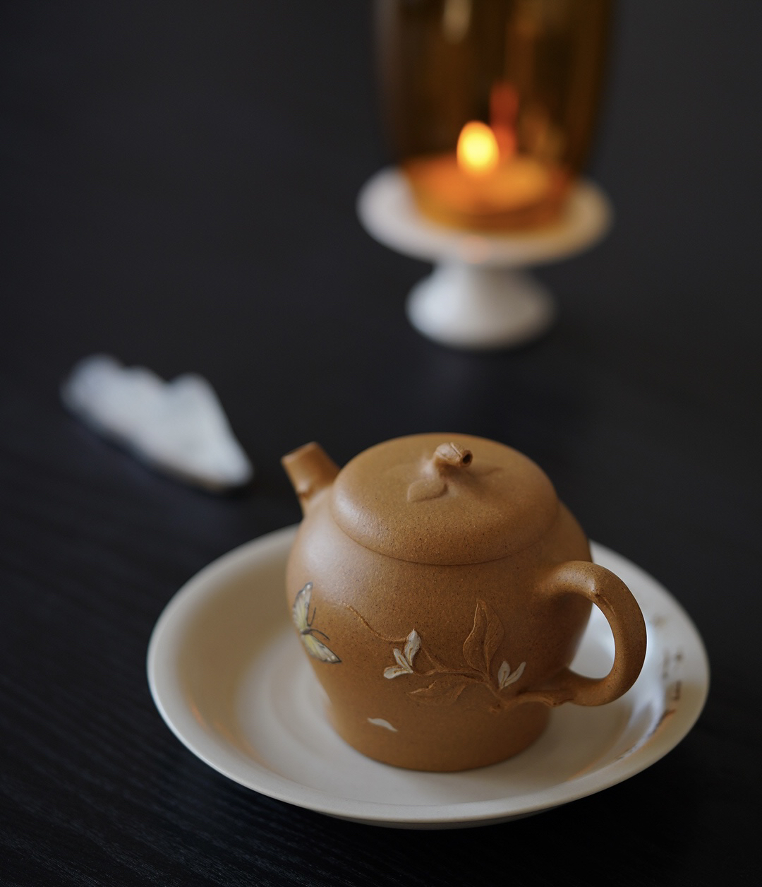 【花间·茶器】紫砂壶黄段·蝶恋花·180cc·小容量主人杯球孔茶具家用