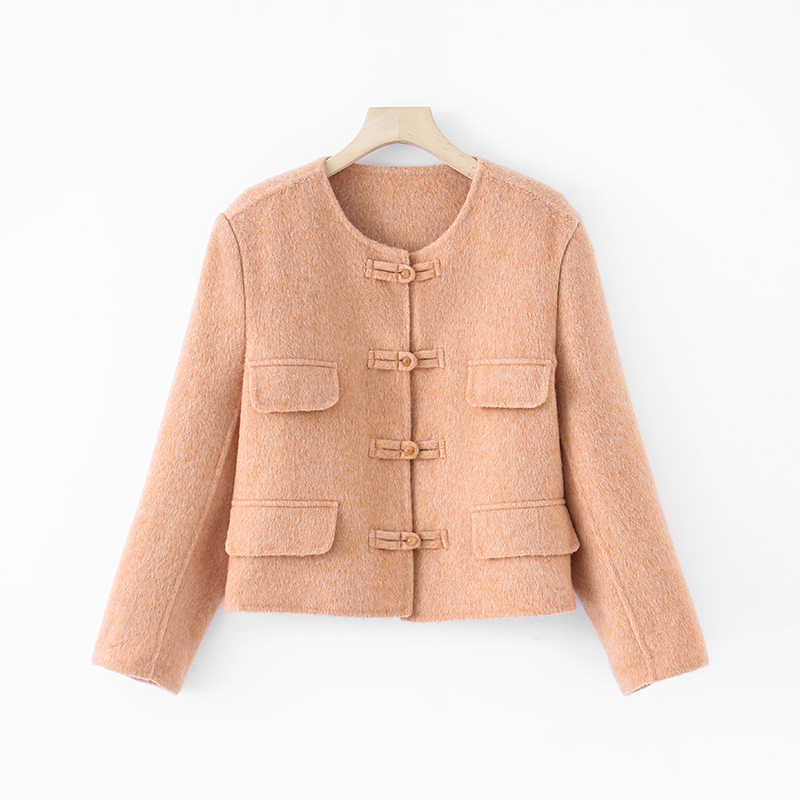 秋冬百搭慵懒风时尚保暖短款上衣毛呢外套24007