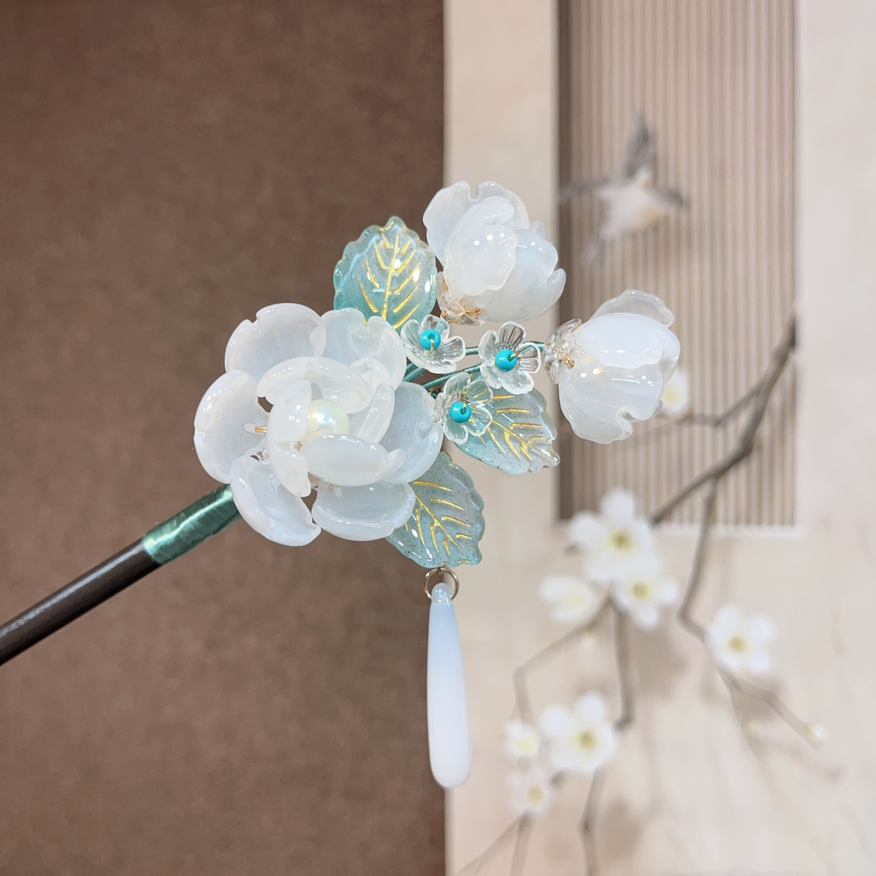 459柠芳秋原创 琉璃木簪汉服发饰头饰流苏发饰旗袍配饰古风