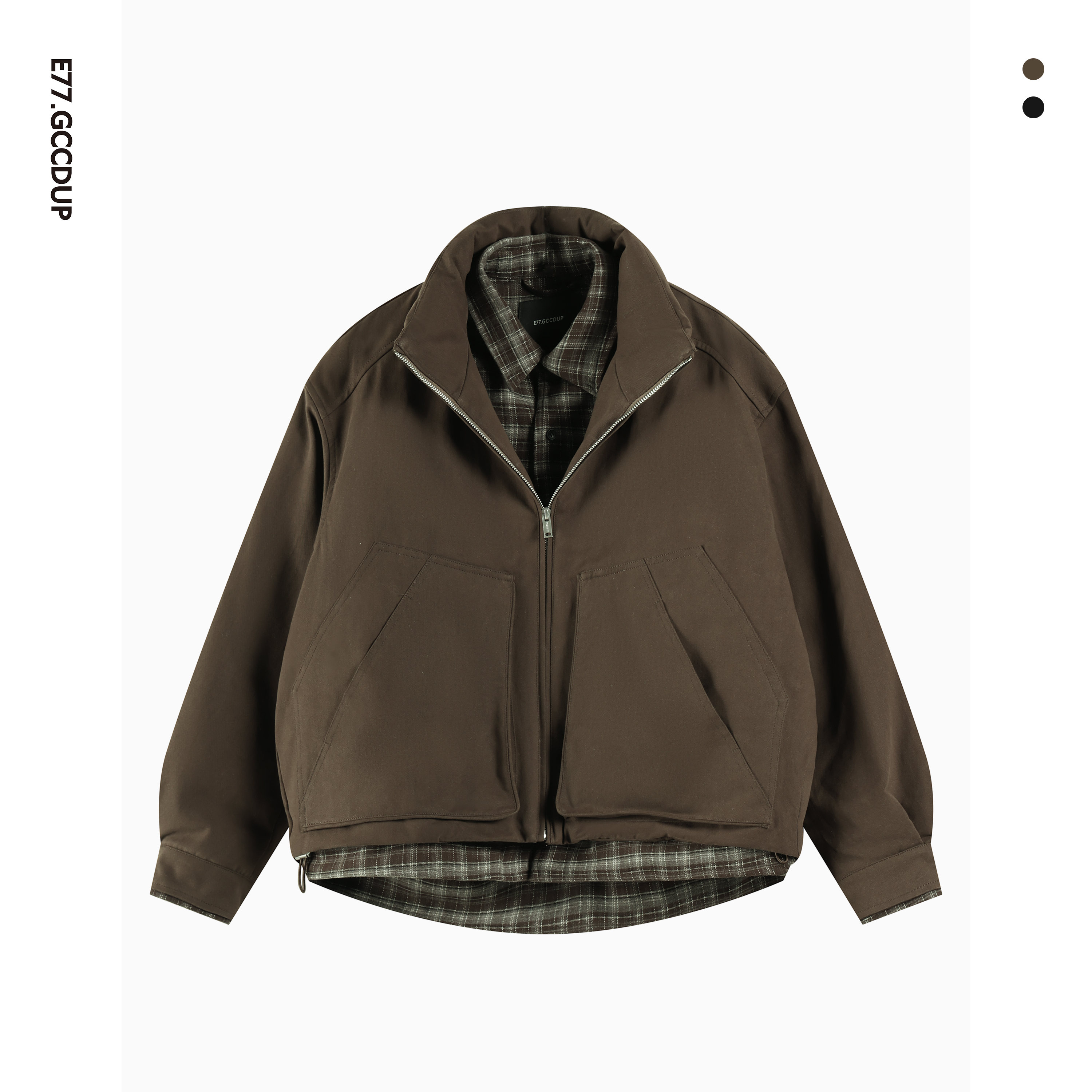 『之此冬融』100%免洗棉假两件拼接90白鸭绒保暖羽绒服