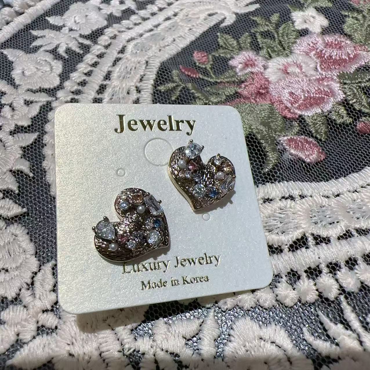 合金耳饰 韩国精致爱心耳钉R751