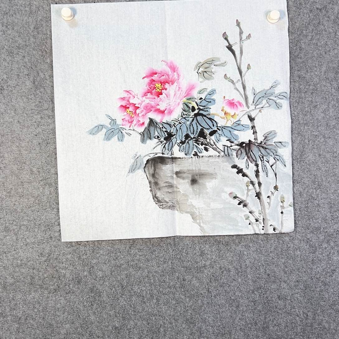 国画712 花鸟在树丛的顶端鸣叫叫声