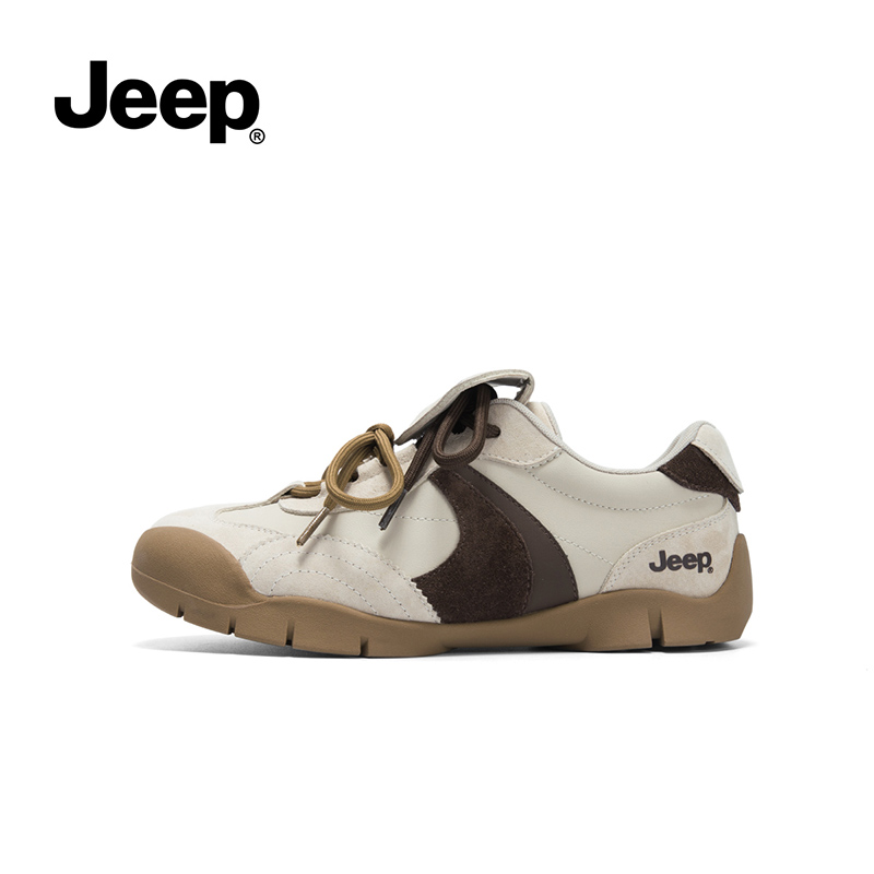 JEEP/吉普棕色厚底运动休闲春季复古拼色运动鞋牛津鞋时尚休闲鞋