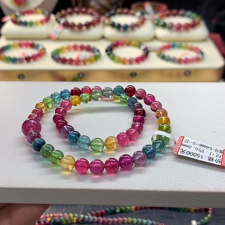 手串未镶嵌碧玺彩虹色标手串6.6mm