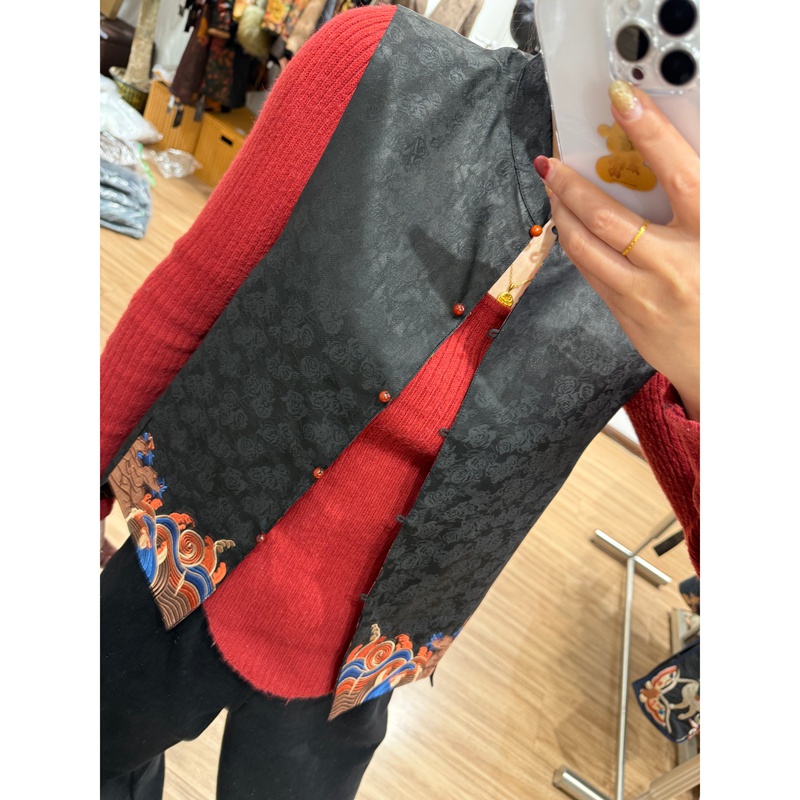 桑蚕丝香云纱宋锦双面穿马甲