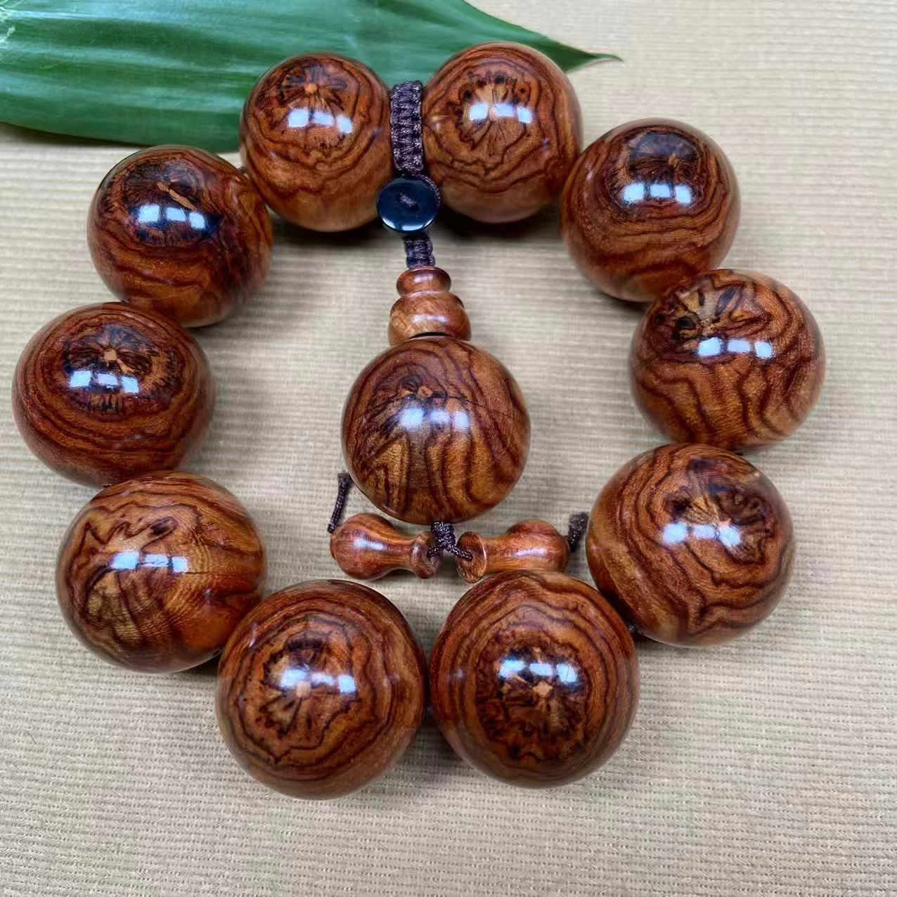 海南黄花梨2.5满纹双面爆炸烟花男士盘玩手串