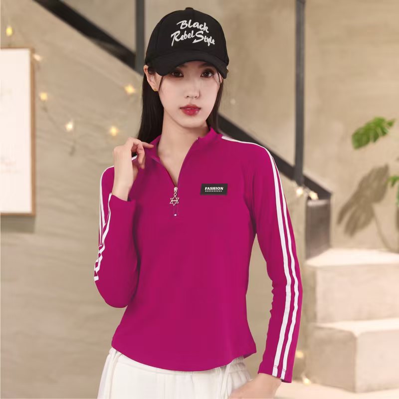 25/秋冬新款女士半拉链长袖运动健身跑步T恤