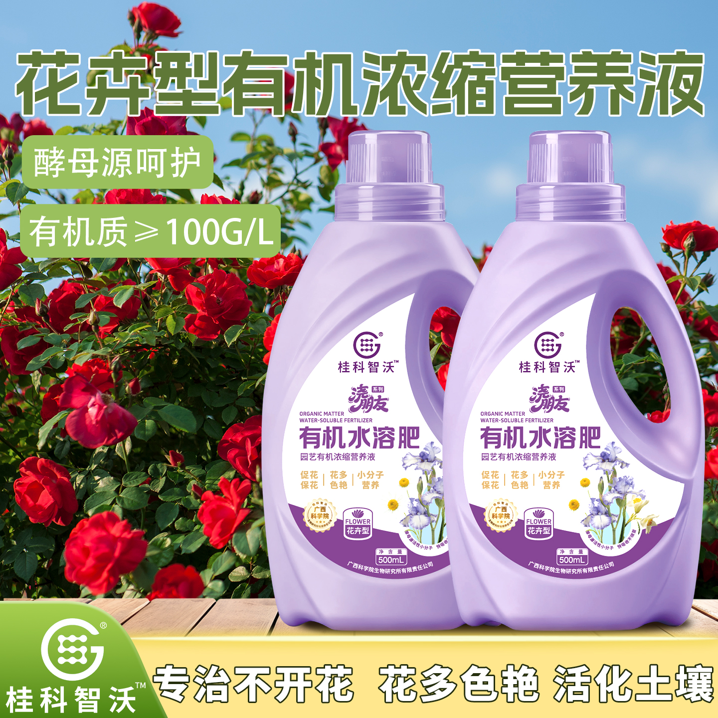 广西科学院花卉型有机浓缩营养液月季玫瑰栀子花喜酸植物开花促根