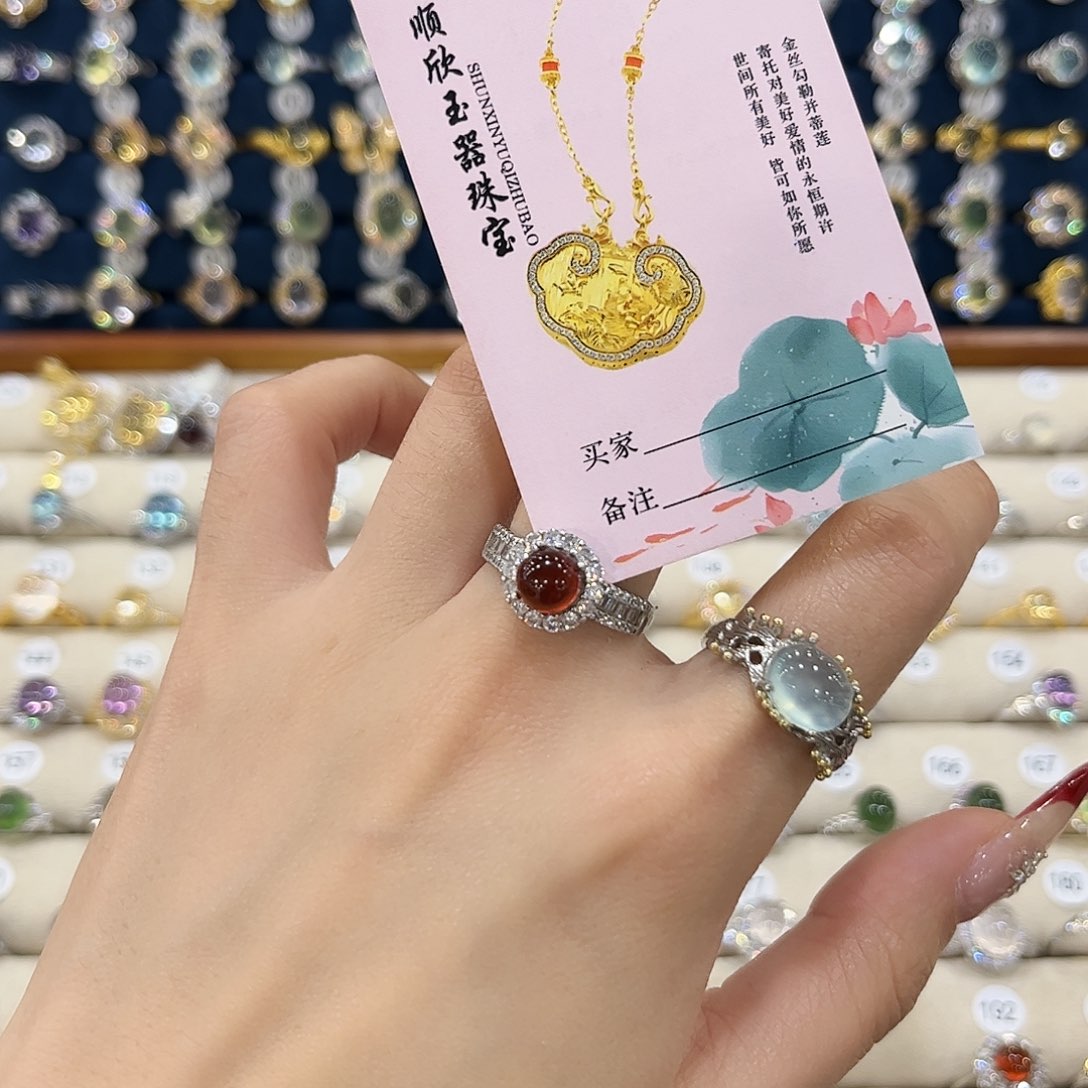 石榴石女款银S925镶嵌小*-戒指9