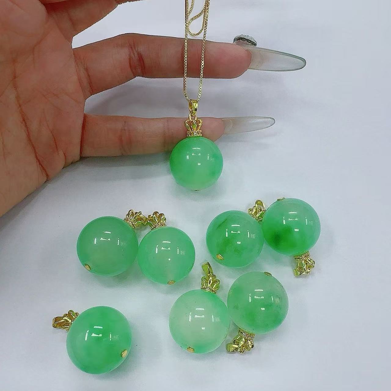 冰底飘花大单珠吊坠【赠链】