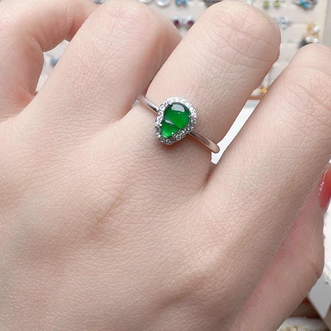 翡翠戒指银S925镶嵌戒指820