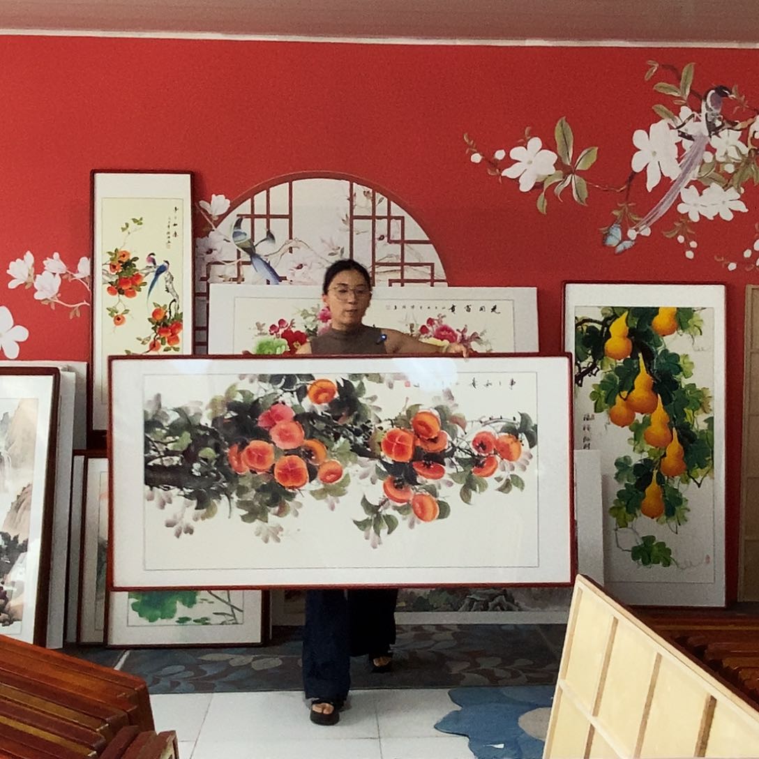 国画手写手绘带框包邮82✖️162国画作品