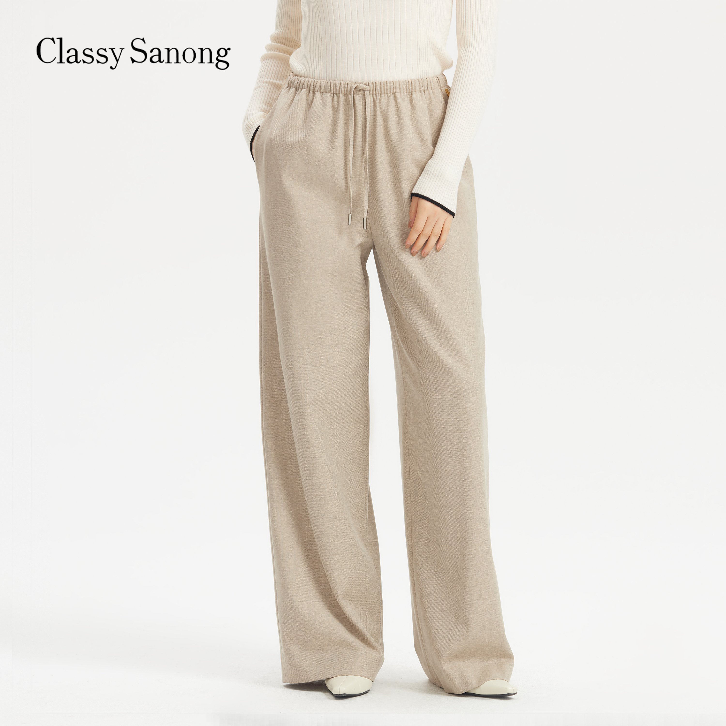 Classy Sanong秋季薄款老钱风通勤长裤休闲裤休闲外穿运动裤高腰
