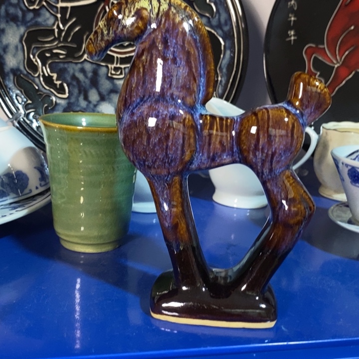 瓷片七厂窑变美林立马高度18厘米