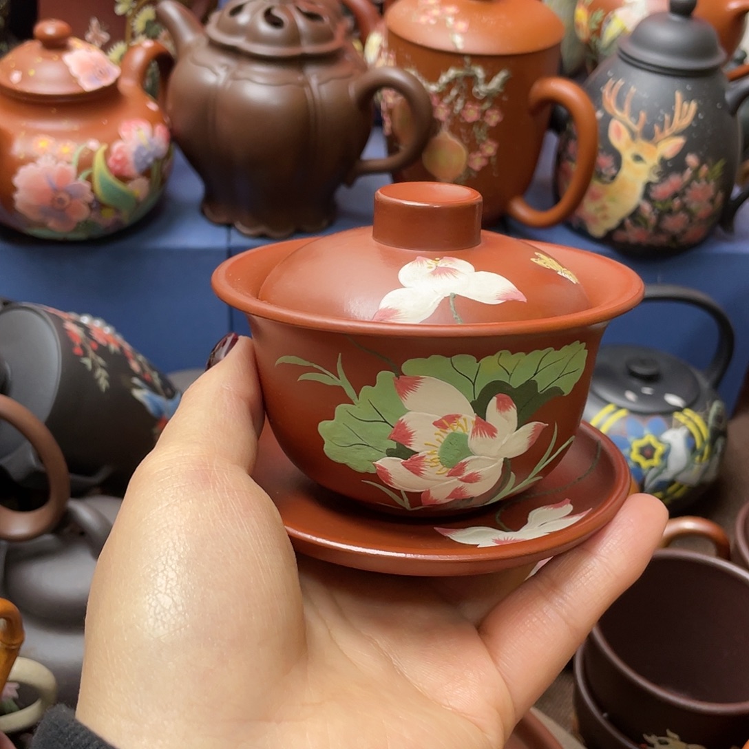 茶杯红泥紫砂主人杯130cc