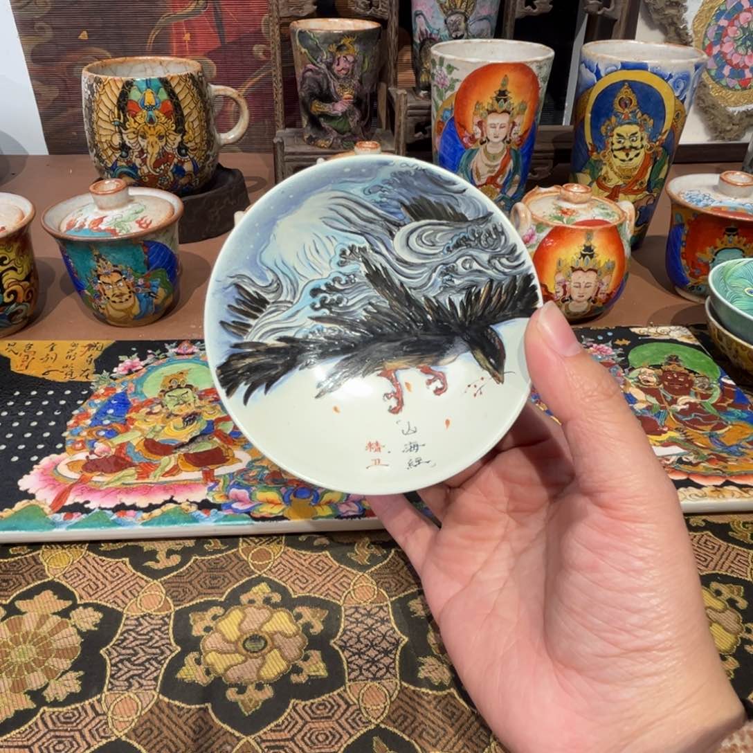 手工手绘精卫茶杯