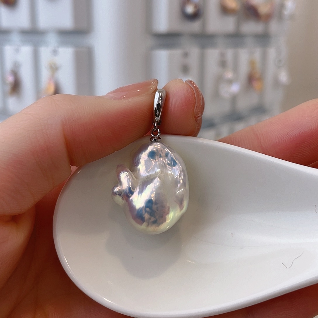 淡水珍珠天然珍珠巴洛克银S925镶嵌a****&