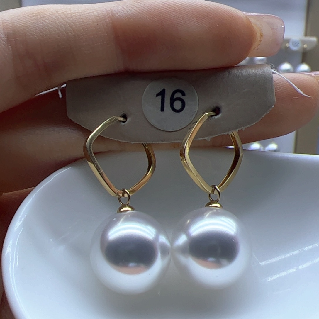 淡水珍珠耳饰18K金镶嵌