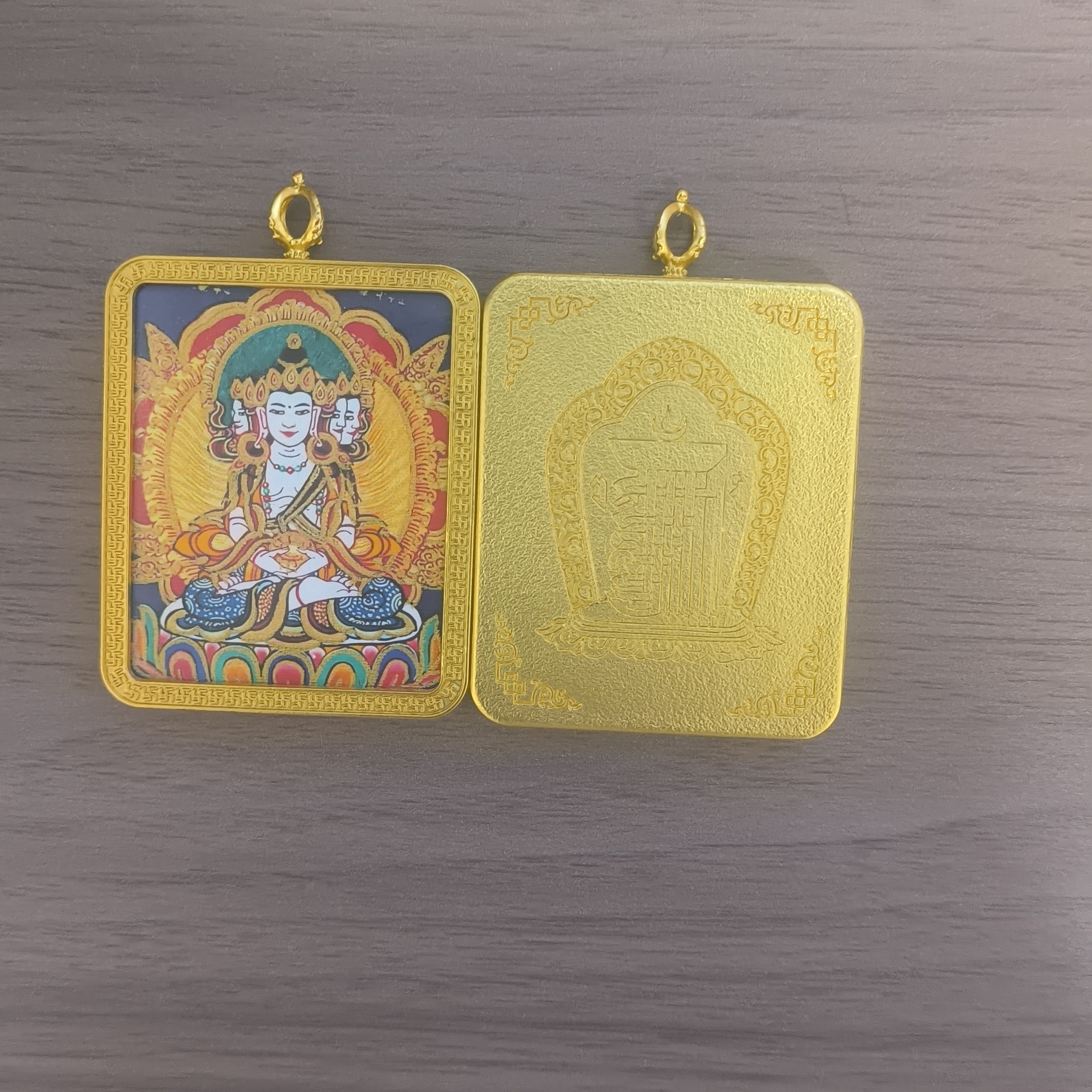 合金亚克力吊坠 羊猴大日手绘唐卡挂坠