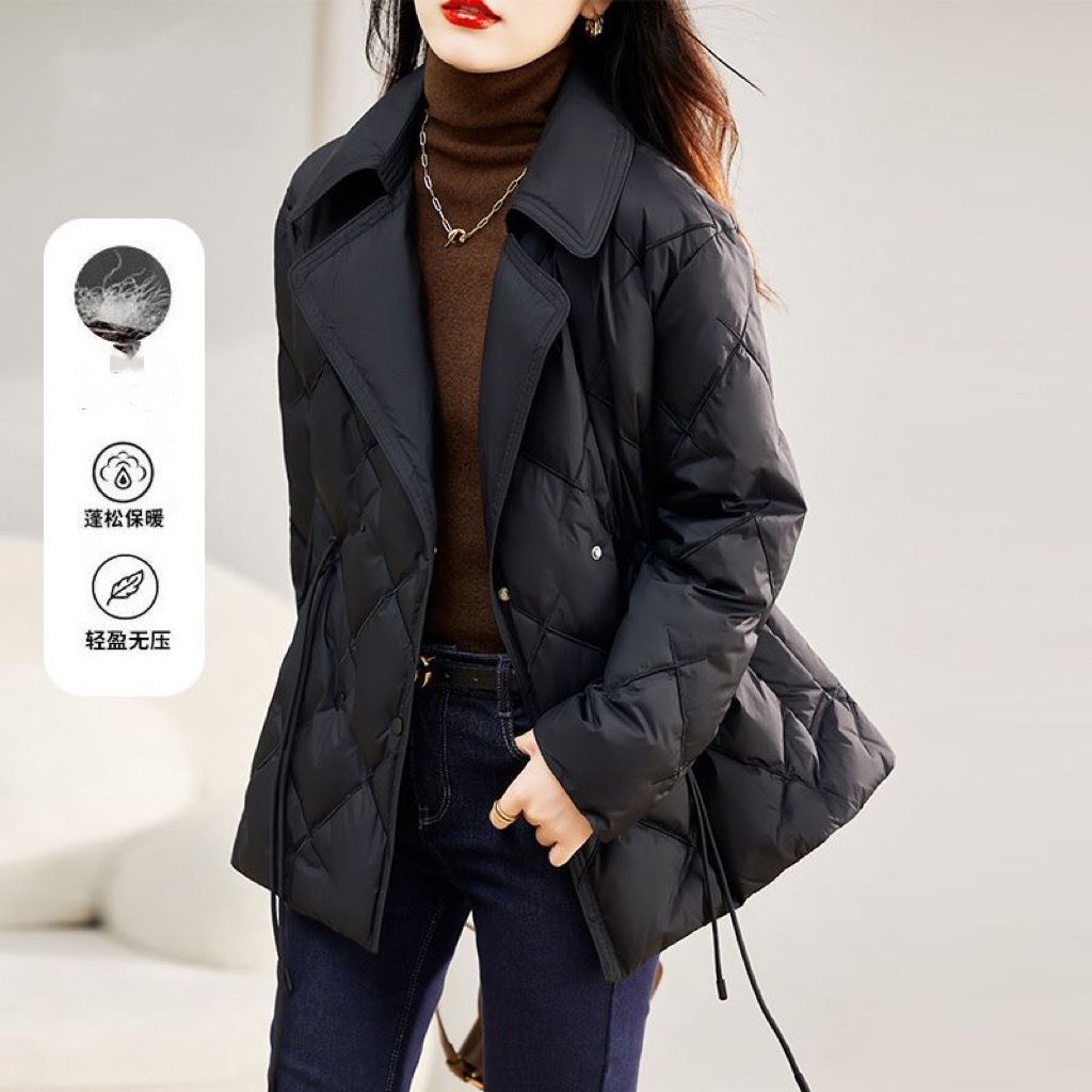 2025西装春秋轻薄90鹅短款收腰外套修身冬季新款时尚大气收腰女款