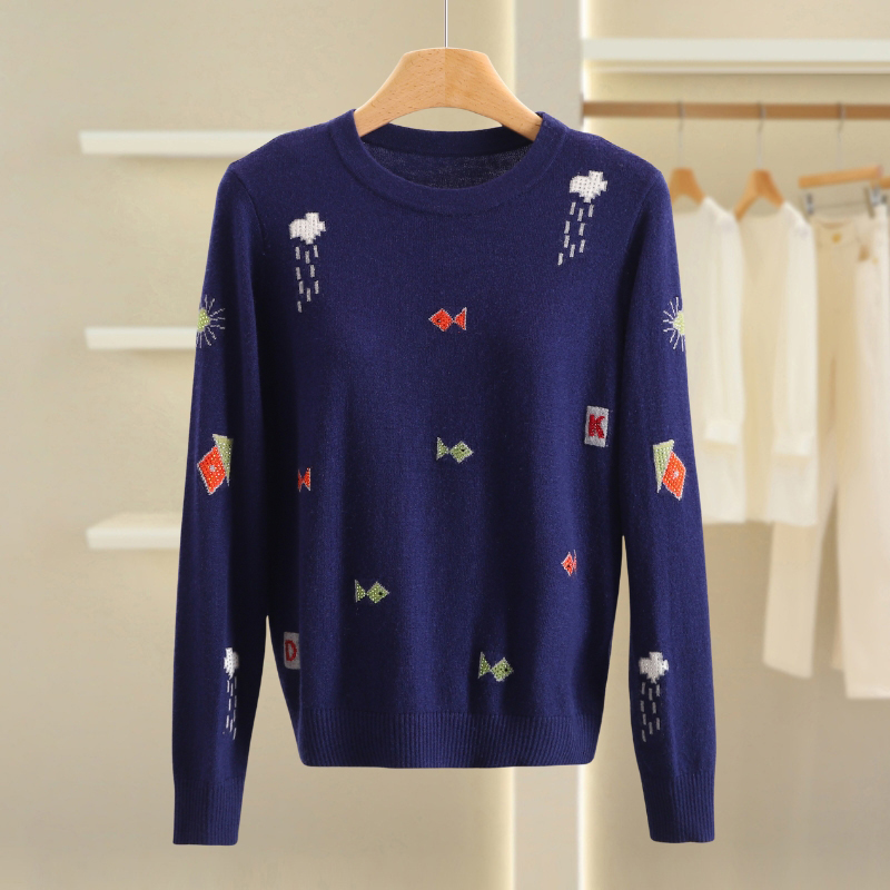 B1217-【25年珂家秋冬新款】提花圆领休闲毛衣#1ZKL57M063