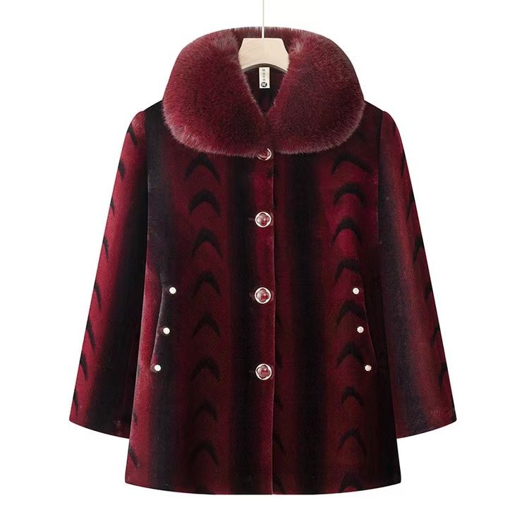 外套加绒中老年女装中老年加绒外套中老年加厚