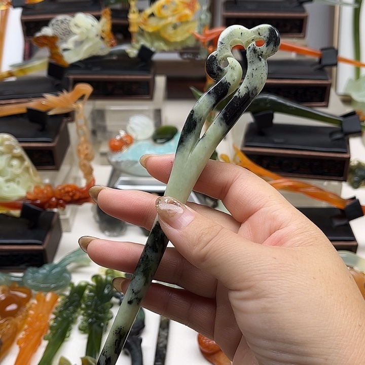 蛇纹石玉岫玉发簪未镶嵌