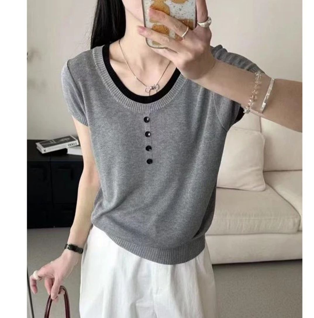 【高级灰】3792超柔软新款高品质圆领针织上衣