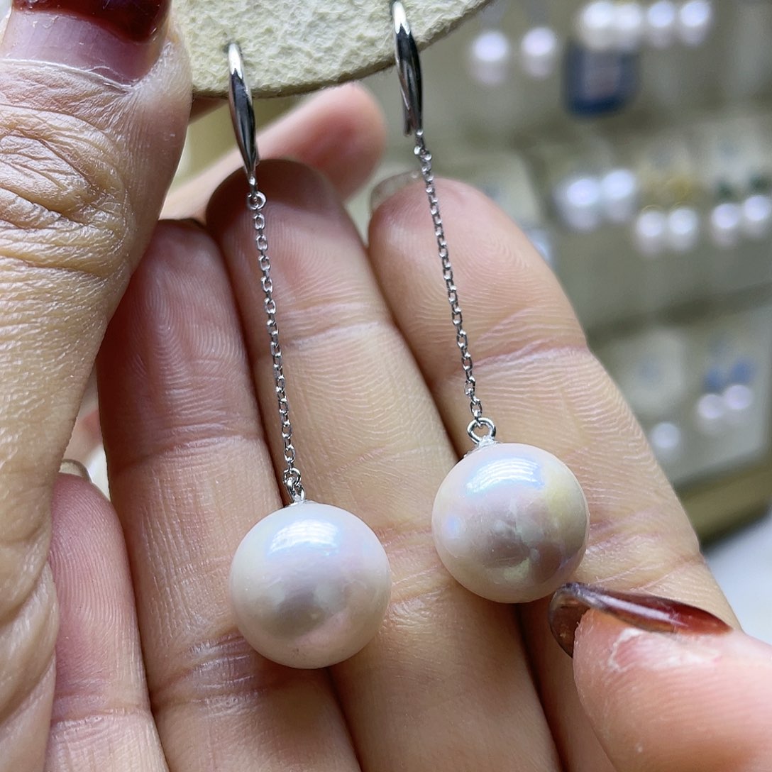 淡水珍珠耳饰银S925镶嵌