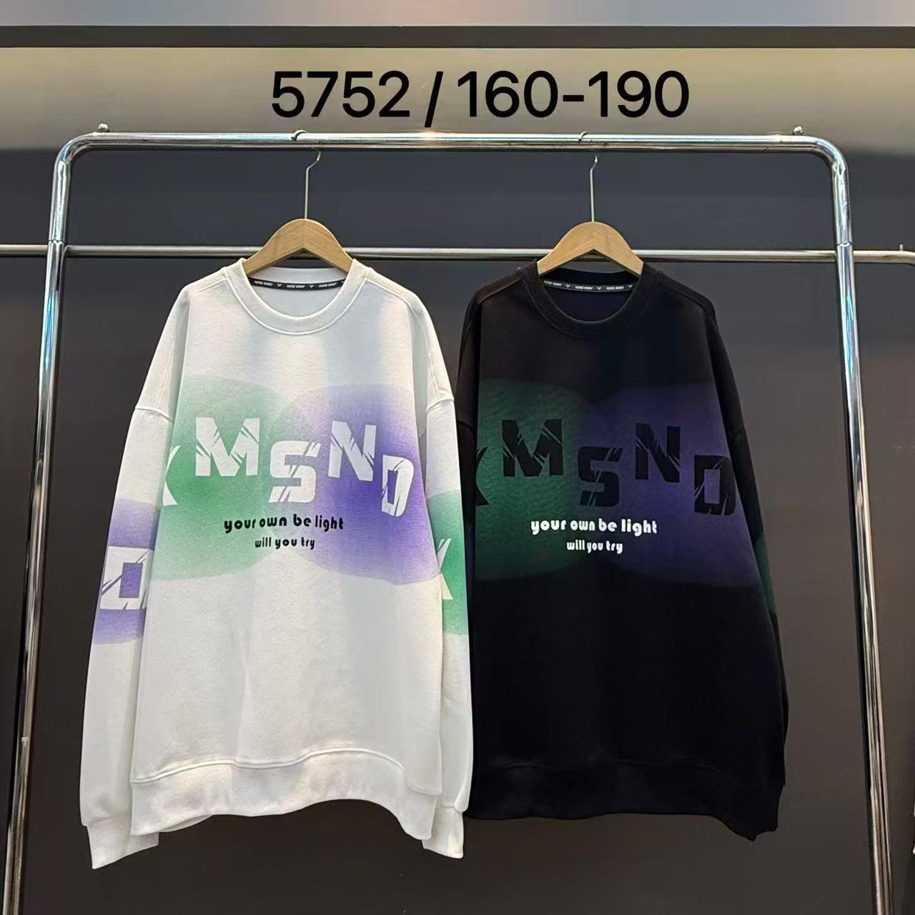 男童青少年秋季胸前字母msnd彩色扎染圆领卫衣  5888 （160-190）