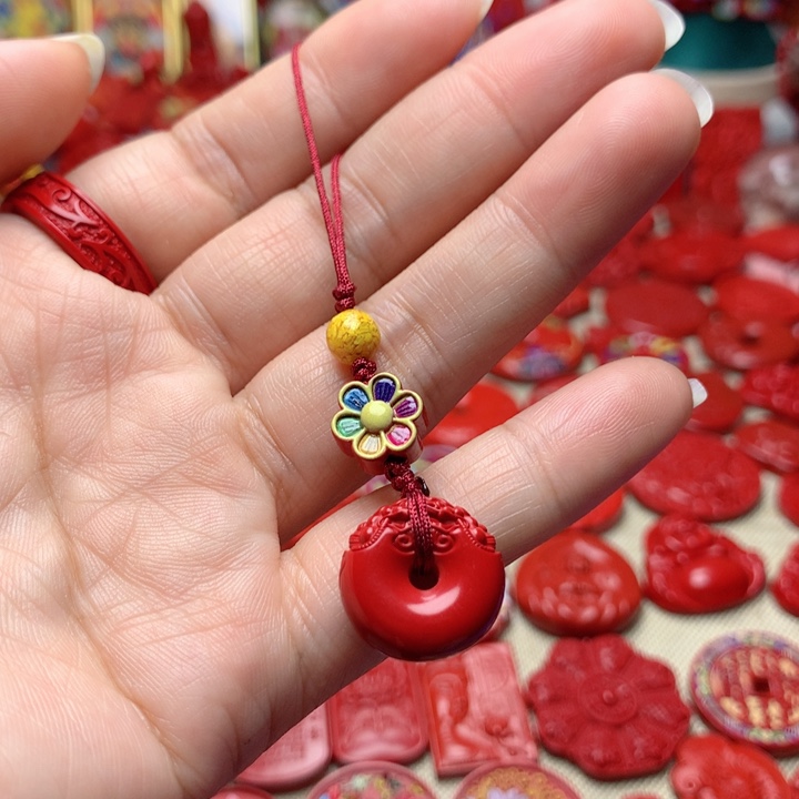 天然辰砂工艺品朱砂手机坠