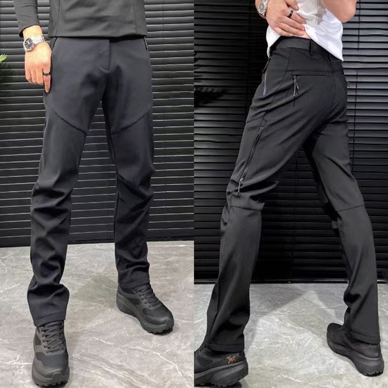 秋冬新款加绒厚款休闲裤户外防水软壳冲锋裤男正版修身直筒裤