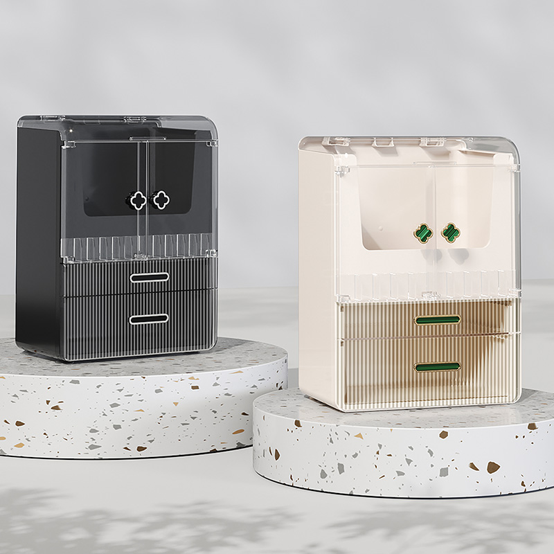 桌面化妆品收纳盒高级感防尘高档精致轻奢风新款高端收纳箱置物架